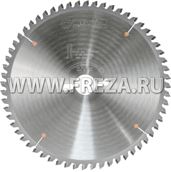Пила Dimar 90250606 для алюминиевых листов D550x30x4,4 Z120 и литого алюминия