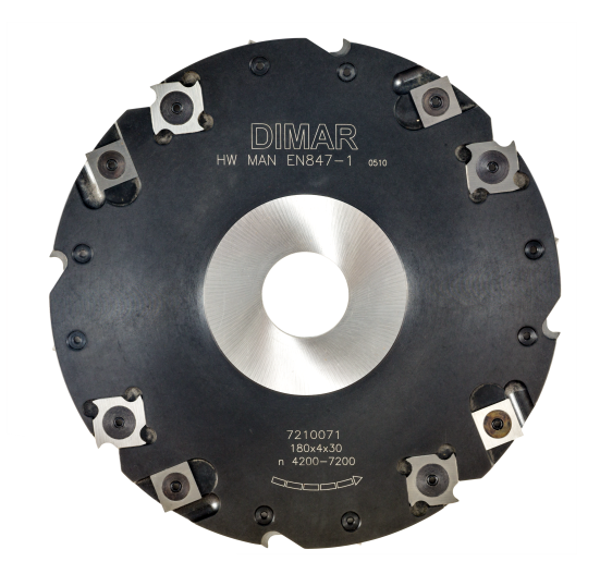 Фреза насадная Dimar 7210071 паз 4x55мм D180 Z8+8 сменные ножи посадка 30 (L1- мм, L2-4 мм, D1-180 мм, D2-30 мм)