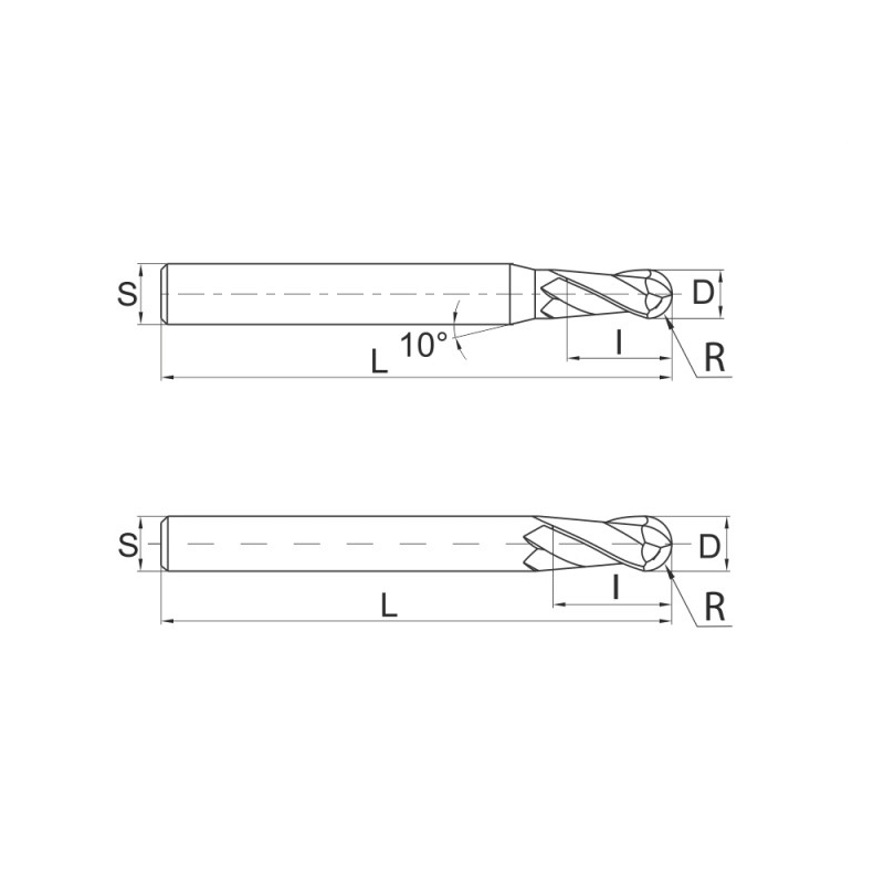 Фреза сферическая по стали Z2 DJTOL DPB2-10B