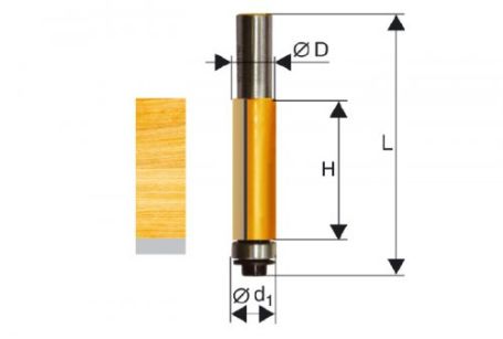 Фреза кромочная прямая ф12,7х51мм хв. 12мм Энкор 46166 (L1-91 мм, L2-51 мм, D1-12.7 мм, D2- мм)