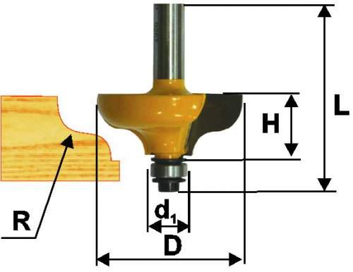 Фреза кром. калевочная ф38,1х15мм R6,35мм хв. 8мм Энкор 46267