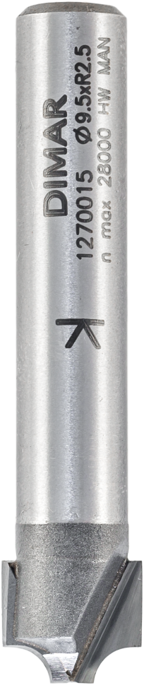 Фреза Dimar 1270015 радиусная V широкая R2,5 врезная D9,8x9 L49 хвостовик 8