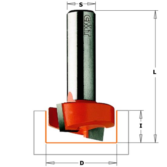 СМТ Фреза пазовая (Петли) (бреющий угол) S=12,7 D=19,05x9,52x63,5 852.501.11 (L1-63.5 мм, L2-9.52 мм, D1-19.05 мм, D2-12.7 мм)