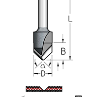 Фреза WPW VE90125 паз V 90 гр. для гибки Alucobond D13 B12,5 хвостовик 8