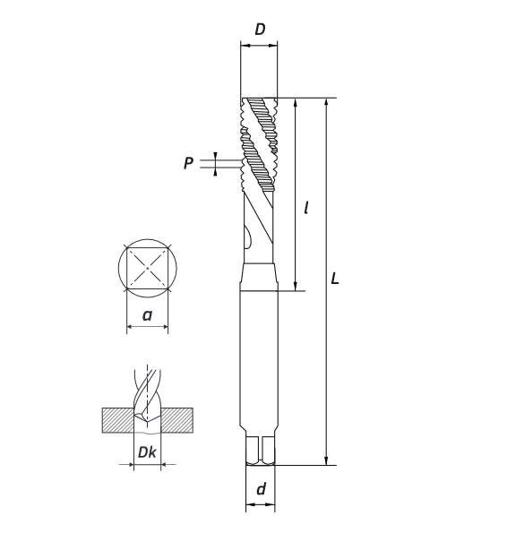 Метчик машинный G 1/8" (HSS-E + TICN-C),ISO, 6H,R, спиральный RODMIX 1609180090