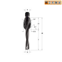 Сверло HW для присадочного станка 10x20x Z=2+2 S=M10/30° RH CMT 332.100.11