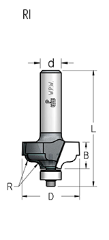 Фреза WPW MRI0303 профиль неоклассика R2,8 D22 B8 подшипник хвостовик 6 (L1-47 мм, L2-8 мм, D1-22 мм, D2-6 мм)