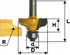 Фреза кром калевочная ф31,8х13мм R4,8мм хв 8мм Энкор 9254