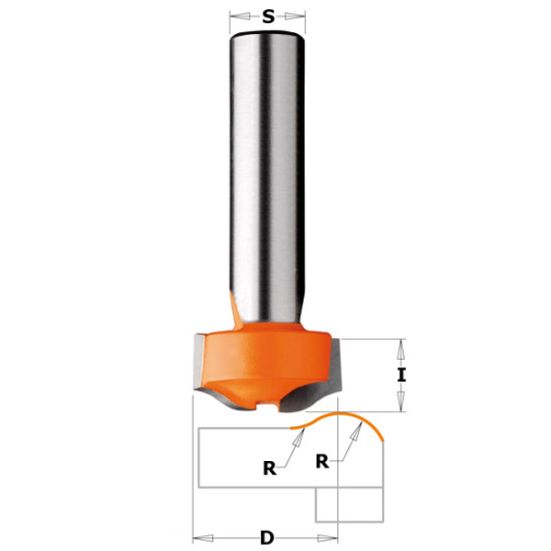 СМТ Фреза по иск.камню (Антиперелив) S=12,7 D=25,4x12,7 R=7,93 (L1- мм, L2-12.7 мм, D1-25.4 мм, D2-12.7 мм)