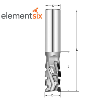 Фреза алмазная D=20x35x100 S=20(1+1)Z (6 алмазных зубьев + 1 алмазный врезной) ROTIS 110.2020351 (L1-100 мм, L2-35 мм, D1-20 мм, D2-20 мм)