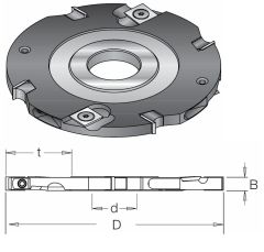 Фреза насадная Dimar 7210171 паз 10x55мм D180 Z4+8 сменные ножи посадка 30