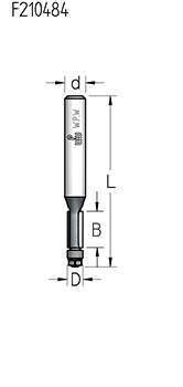 Фреза WPW F230483 D4,8 B19 Z2 обгонная нижний подшипник хвостовик 6 (L1-61 мм, L2-19 мм, D1-4.8 мм, D2-6 мм)