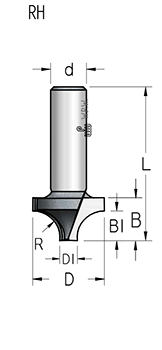 Фреза WPW RH05003 радиусная удлиненная врезная R4,8 D13,5 B9,5 хвостовик 6 (L1-41 мм, L2-9.5 мм, D1-13.5 мм, D2-6 мм)