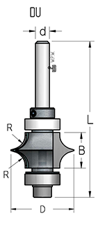 Фреза WPW DU06003 торцевой паз галочка R6,3 D28,6 B15,9 подшипник хвостовик 6 (L1-69 мм, L2-15.9 мм, D1-28.6 мм, D2-6 мм)