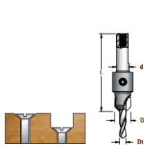 Зенковка оправка WPW ACK5007D коническая правая с HSS сверлом 5 мм D12,7 L60