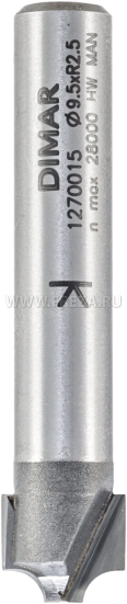 Фреза Dimar 1270055 радиусная V широкая R4 врезная D20x9 L41 хвостовик 8 (L1-41 мм, L2-9 мм, D1-20 мм, D2-8 мм)