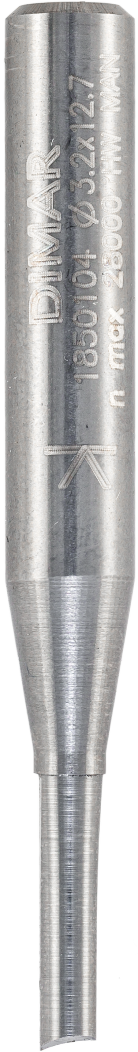 Фреза Dimar 1850104 пазовая O флейта для пластика D3,18x12,75 L50 хвостовик 6,35 зеркальная полировка