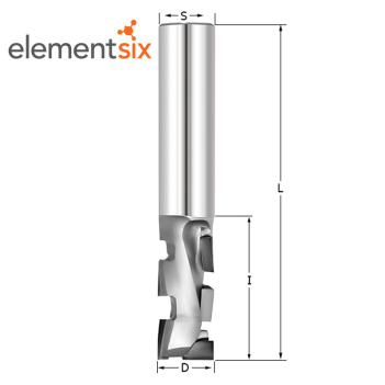 Фреза алмазная Rotis D=10x25.4x70 S=12 (1+1)Z (4 алмазных зуба + 1 алмазный врезной) Rotis 110.1012251 (L1-70 мм, L2-25.4 мм, D1-10 мм, D2-12 мм)