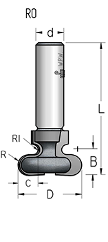 Фреза WPW RO45002 интегрированная ручка прямой дизайн D45 B21 хвостовик 12 (L1-61 мм, L2-21 мм, D1-45 мм, D2-12 мм)