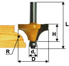 Фреза кром калевочная ф28,6х14мм R8мм хв 8мм Энкор 9247