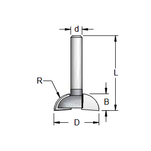 Фреза WPW RO10003 интегрированная ручка на пласти R9,5 D26 B9,5 хвостовик 6 (L1-42 мм, L2-9.5 мм, D1-26 мм, D2-6 мм)