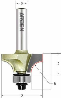 Фреза внутр.радиус (нижн. подш.) Z=2 R=6.35 D=22.2x13.5x63 S=12 ARDEN 301230 (L1-60 мм, L2-9.5 мм, D1-21.5 мм, D2-12 мм)