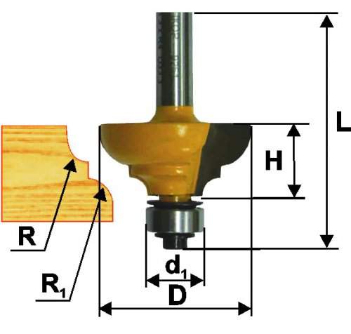 Фреза кром. калевочная ф33,4х15,9мм R6,4/4мм хв.8м Энкор 46261