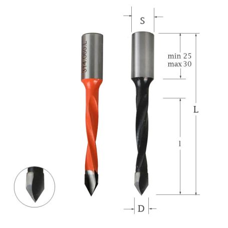 Сверло присадочное для ЛДСП сквозное 7х70 S=10x60 левое Woodwork 314.070.L