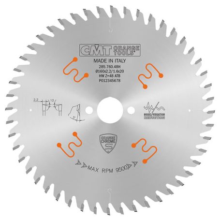 Диск пильный 160x20x2,2/1,6 12° ATB Z=48 CMT 285.760.48H