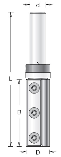 Фреза Dimar 1073899 копировальная D19x50 L101,6 Z2 сменные ножи 3 отв хвостовик 12