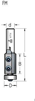 Фреза WPW FM19012 копир сменные ножи нижний подшипник D19 B30 Z2 хвостовик 12 (L1-79 мм, L2-30 мм, D1-19 мм, D2-12 мм)