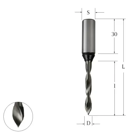 Сверло присадочное для ЛДСП сквозное монолитное 8х70х10 левое Woodwork 324.080.L