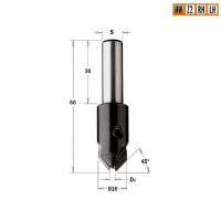 Зенкер для свёрел TCT S=10x30 (с лыской) L=60 D=4,762x16 LH CMT 521.030.12