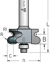 Фреза WPW RO70012 интегрированная ручка R5 D44 B12 подшипник хвостовик 12