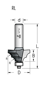 Фреза WPW RL04005 профиль розетка R4 D28,6 B13 подшипник хвостовик 8 (L1-52 мм, L2-13 мм, D1-28.6 мм, D2-8 мм)