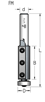 Фреза WPW K сплав FM19022K копир сменные ножи нижний подшипник D19 B50 Z2 хвостовик 12 (L1-110 мм, L2-50 мм, D1-19 мм, D2-12 мм)