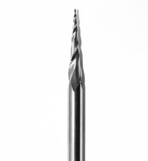 Фреза коническая d1.0-R0.5-9.4A-31H-2T-D6-76L (L1-76 мм, L2-31 мм, D1-1 мм, D2-6 мм)