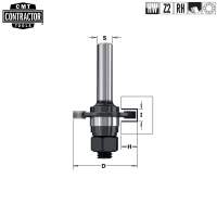 Фреза концевая CMT-contractor пазовая Z2 с державкой (подш. и гайка) S=8 D=40x6 K922-360A