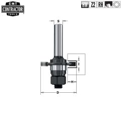 Фреза концевая CMT-contractor пазовая Z2 с державкой (подш. и гайка) S=8 D=40x6 K922-360A