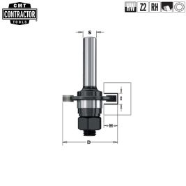 Фреза концевая CMT-contractor пазовая Z2 с державкой (подш. и гайка) S=8 D=40x6 K922-360A