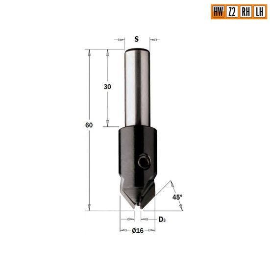 Зенкер для свёрел TCT S=10x30 (с лыской) L=60 D=6x16 RH CMT 521.060.11 (L1- мм, L2- мм, D1- мм, D2-10 мм)