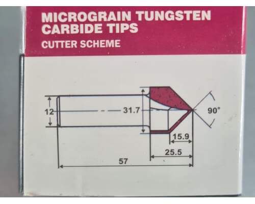 Фреза пазовая c углом 90гр. S=12 D=31,7x25,5x57 PROCUT 200265P