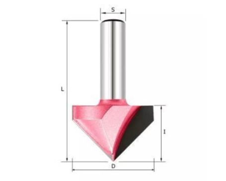 Фреза пазовая c углом 90гр. S=12 D=31,7x25,5x57 PROCUT 200265P (L1-57 мм, L2-25.5 мм, D1-31.7 мм, D2-12 мм)