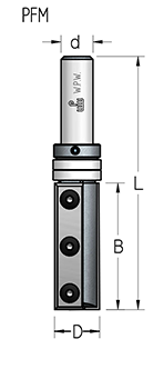 Фреза WPW K сплав PFM8192K копир сменные ножи верхний подшипник D19 B50 Z2 хвостовик 12 (L1-100 мм, L2-50 мм, D1-19 мм, D2-12 мм)