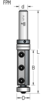 Фреза ТЕРМИНАТОР WPW FPM1922 копир сменные ножи 2 подшипник D19 B50 Z2 хвостовик 12 (L1-118 мм, L2-50 мм, D1-19 мм, D2-12 мм)