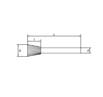 Борфреза обратный конус N 16х16 M06 одинарная насечка RODMIX 3316160601 (L1- мм, L2-16 мм, D1-16 мм, D2-6 мм)