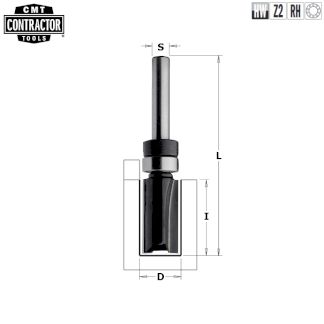 Фреза концевая CMT Contractor обгонная (верх. подш.) S=8 D=22x20 Z=2 K911-220B (L1-70 мм, L2-20 мм, D1-22 мм, D2-8 мм)