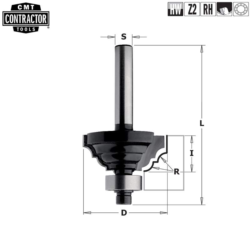 Фреза концевая CMT-contractor фасочная (Римская) (нижн. подш.) S=8 D=42,8x18,5 K941-430