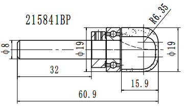 Фреза для желобов и чаш ( с верхн. подш.) R=6.4 D=19x16x48 S=8 PROCUT 215841BP (L1-61 мм, L2-16 мм, D1-19 мм, D2-8 мм)