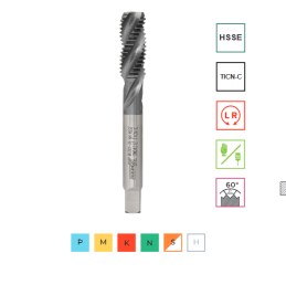 Метчик машинный M12х1,75 (HSS-E + TICN-C),ISO, 6H,R, спиральный RODMIX 1606120175